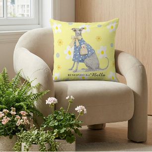 Italian Greyhound Whippet Floral Cute Dog Pillow