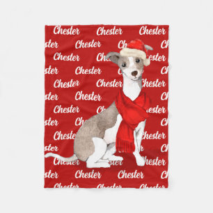 Italian Greyhound with Dog's Name Pet Fleece Blanket