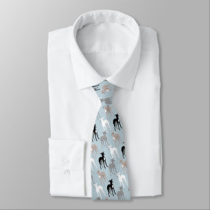 Italian Greyhounds Mid-Century Modern Blue Pattern Tie