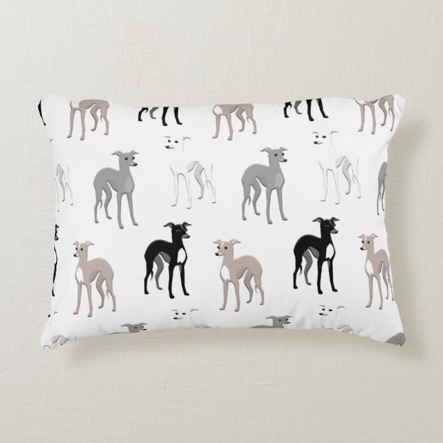 Italian Greyhounds or Whippets Mid-Century Modern  Accent Pillow (Front)