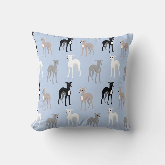 Italian Greyhounds or Whippets Modern Aqua Accent  Throw Pillow (Front)
