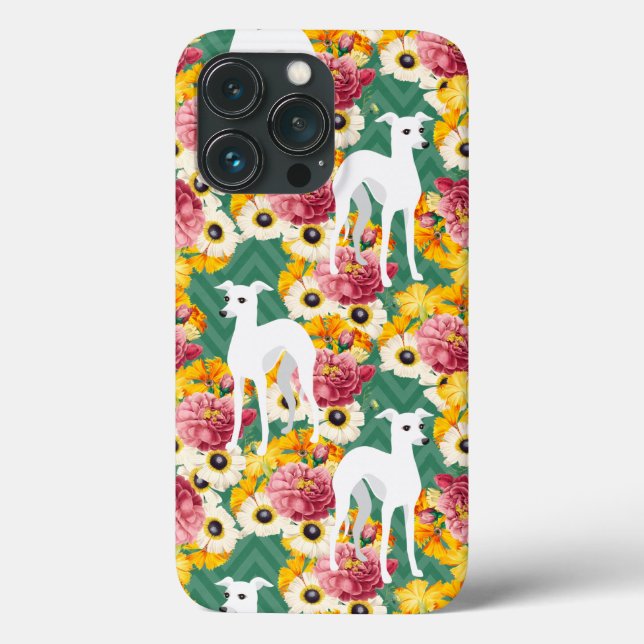 Italian Greyhounds or Whippets with Flowers Case-Mate iPhone Case (Back)