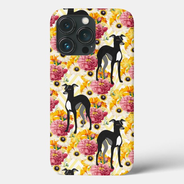 Italian Greyhounds or Whippets with Flowers Case-Mate iPhone Case (Back)