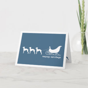 Italian Greyhounds Pulling Santa's Sleigh Holiday Card