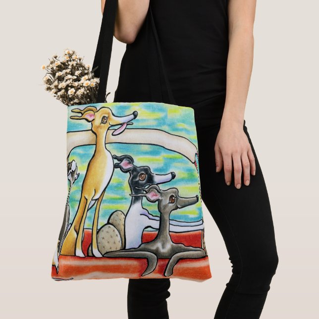  Italian Greyhounds Road Trip Tote Bag (Close Up)