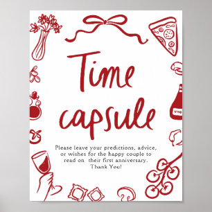 Italian Hand Drawn Bridal Shower Time Capsule Sign