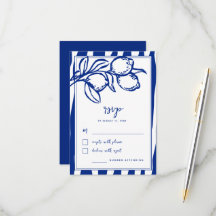 Italian Hand Drawn Lemon Handwritten Blue Wedding