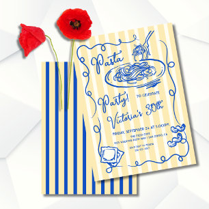 Italian Hand drawn Pasta Party Birthday Invitation