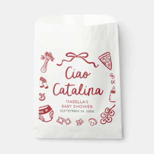 Italian Hand Drawn Pizza Ciao Bambino Baby Shower Favour Bag
