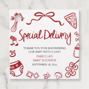 Italian Hand Drawn Special Delivery Baby Shower Favour Tags