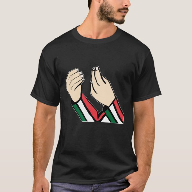 Italian Hand Gesture Design with Italian Flag T-Shirt (Front)