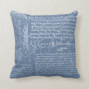 Italian Handwriting Calligraphy Vintage Art Pillow
