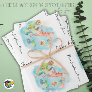 Italian Happy Birthday, Buon Compleanno paper, Wrapping Paper Sheet