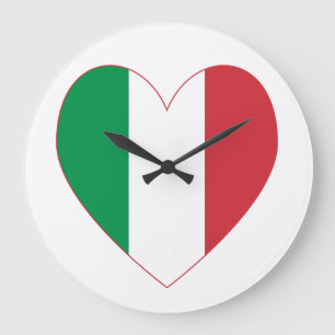 Italian Heart Flag Large Clock
