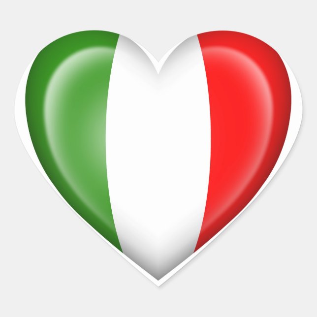 Italian Heart Flag on White Heart Sticker (Front)