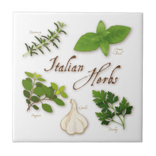 Italian Herbs, Basil, Oregano, Parsley, Garlic Cer Tile