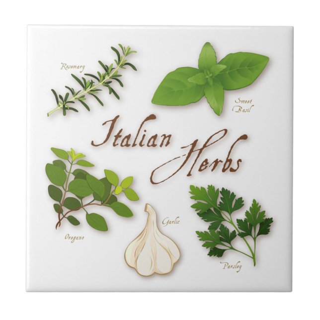Italian Herbs, Basil, Oregano, Parsley, Garlic Cer Tile (Front)