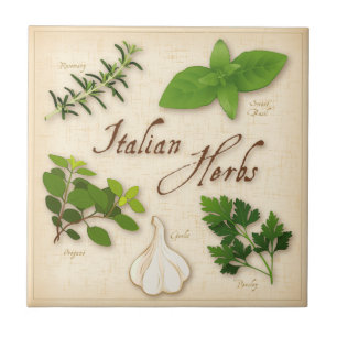Italian Herbs, Basil, Oregano, Parsley, Garlic Tile