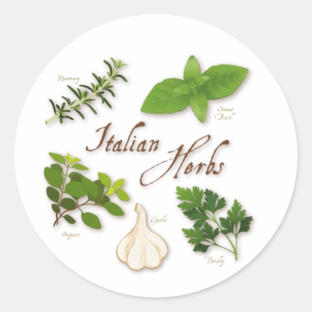 Italian Herbs Round Stickers (Front)