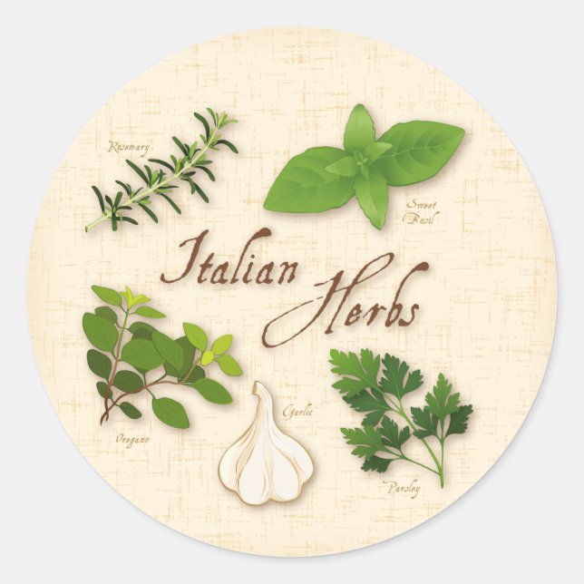 Italian Herbs Round Stickers (Front)
