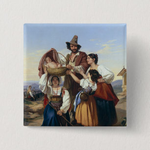 Italian Herdsman, 1835 2 Inch Square Button