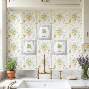 Italian Heritage Riviera Art Watercolor Lemon Tile