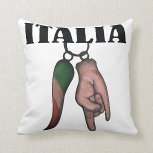 ITALIAN HORN PILLOW WITH EVIL EYE, CORNO