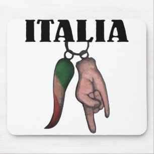 ITALIAN HORN  WITH EVIL EYE, CORNO MOUSE PAD