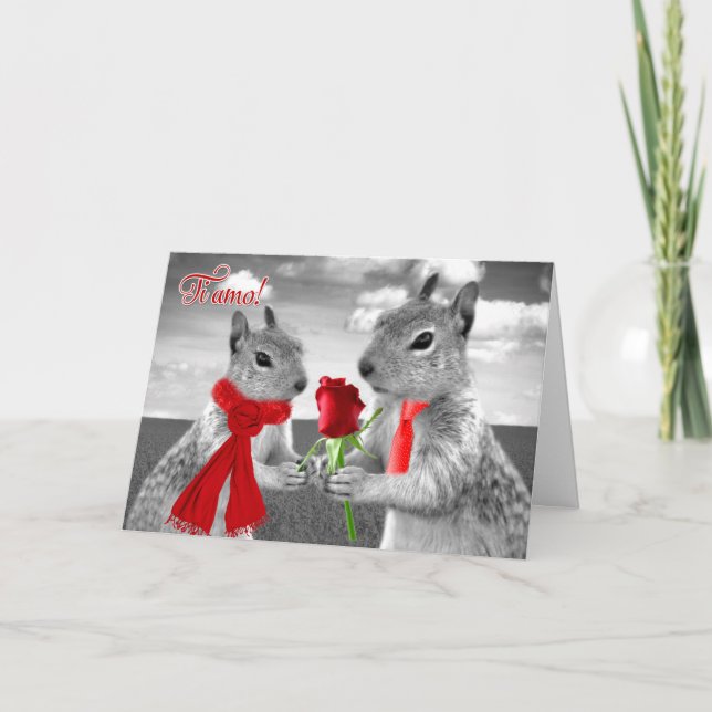 Italian I Love You Romantic Squirrels Ti Amo Blank Card (Front)