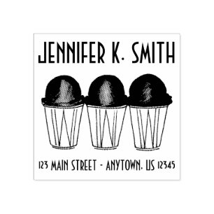 Italian Ice Snowball Sno Cone Summertime Address Rubber Stamp