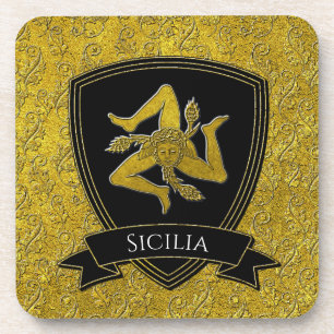 Italian Inspired Trinacria and Shield Coaster