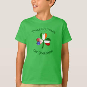 Italian Irish American Flags Shamrock Personalized T-Shirt