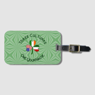 Italian Irish American Shamrock Flag Personalized Luggage Tag