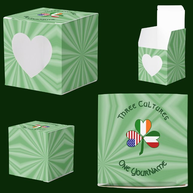 Italian Irish American Shamrock Personalized Heart Favor Box (Creator Uploaded)