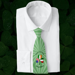 Italian Irish American Shamrock Personalized  Tie