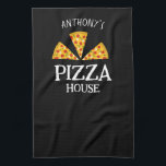 Italian kitchen custom name pizza house pizzeria towel<br><div class="desc">Stylish hand drawn italian kitchen towel for personalized gifts. Italian pizza drawing with custom name for pizza house. Collection of whymsical drawings in kitchen art theme. Inspired by Italian vintage cooking, Italian food recipes and vegan healthy veggies. Examples of coffee pots, sardines, kitchen supplies, herbs, whisks, italian quotes, french quotes,...</div>