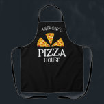 Italian kitchen custom name pizza house restaurant apron<br><div class="desc">Stylish hand drawn italian kitchen apron for personalized gifts. Italian pizza drawing with custom name for pizza house. Collection of whymsical drawings in kitchen art theme. Inspired by Italian vintage cooking, Italian food recipes and vegan healthy veggies. Examples of coffee pots, sardines, kitchen supplies, herbs, whisks, italian quotes, french quotes,...</div>