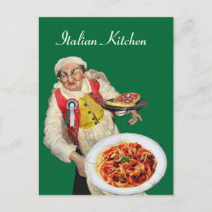 ITALIAN KITCHEN Green Recipe Postcard