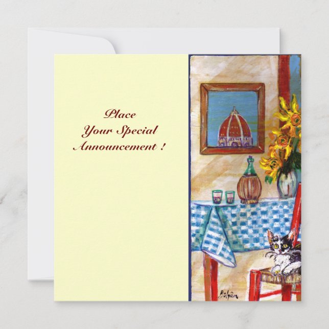 ITALIAN KITCHEN IN FLORENCE, Red Blue Announcement (Front)