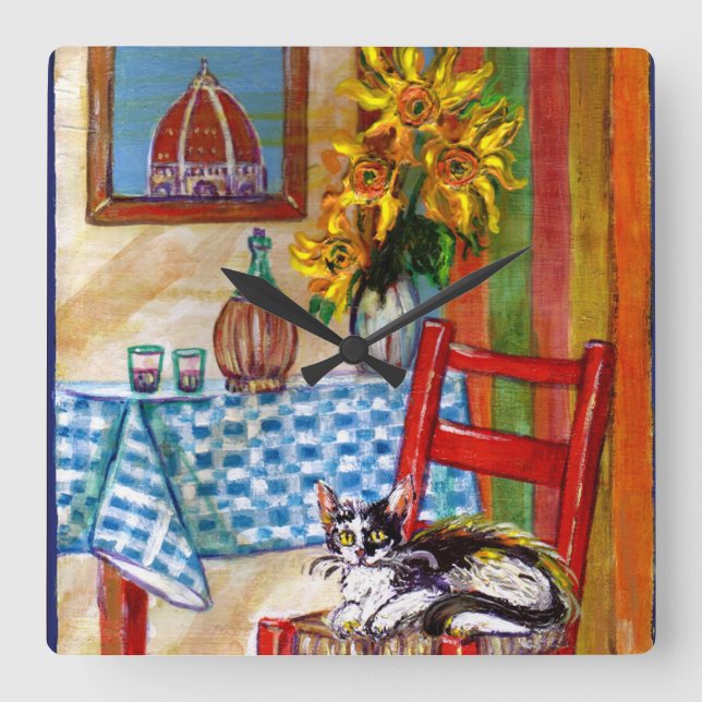 ITALIAN KITCHEN IN FLORENCE SQUARE WALL CLOCK (Front)