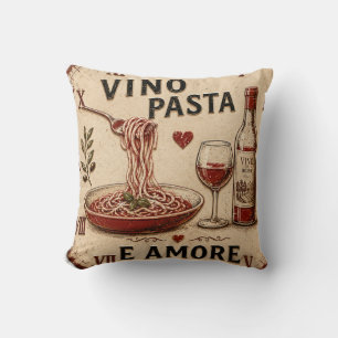 Italian Kitchen Rustic Wine & Pasta Farmhouse Throw Pillow