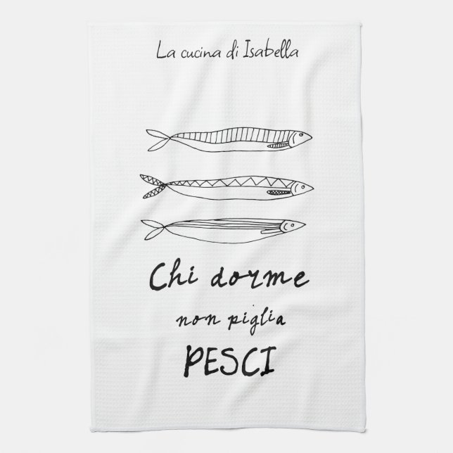 Italian kitchen sardines italy quote drawing kitchen towel (Vertical)