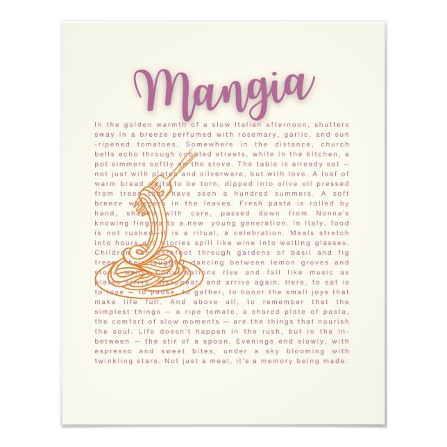 Italian Kitchen Wall Art | “Mangia” Food Quote Pri (Front)