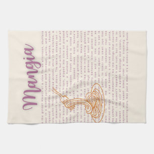 Italian Kitchen Wall Art   “Mangia” Food Quote  Towel