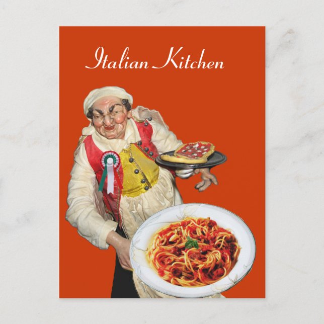 ITALIAN KITCHEN Yellow Orange Recipe Postcard (Front)