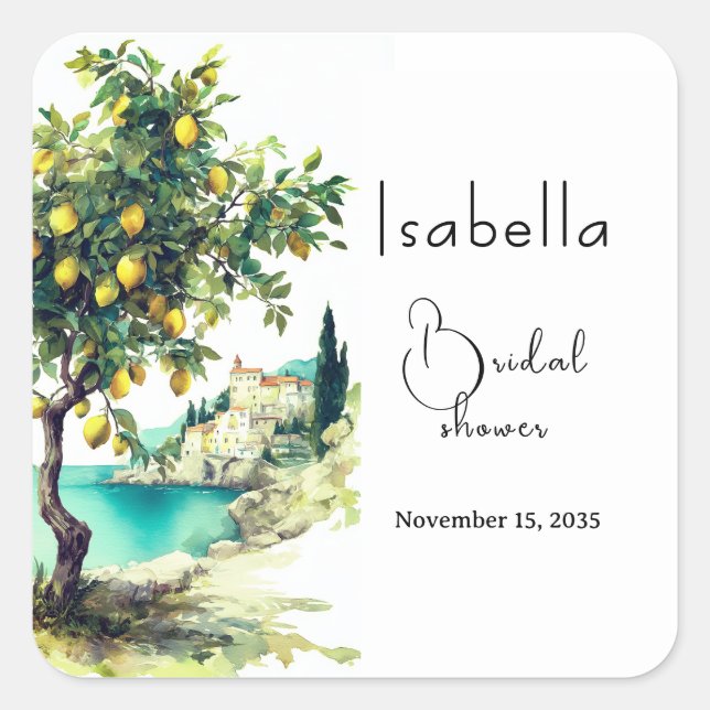 Italian La Dolce Vita Bridal Shower Square Sticker (Front)