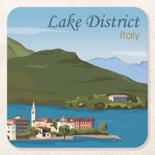 Italian Lake District Italy Square Paper Coaster