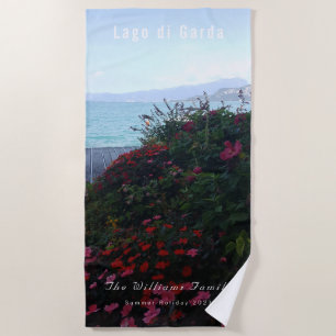 Italian Lake Lago di Garda Floral Photography Beach Towel