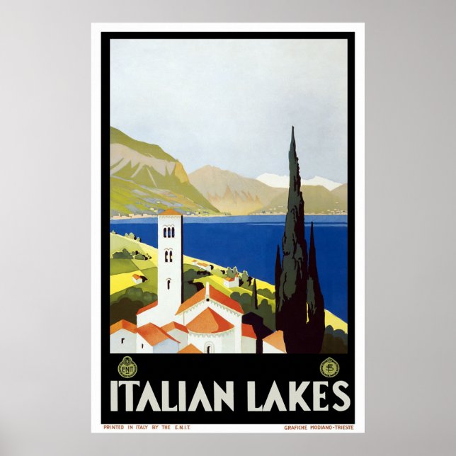 "Italian Lakes" Vintage Travel Poster (Front)