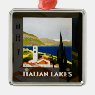 Italian Lakes Vintage Travel Poster Art Metal Ornament